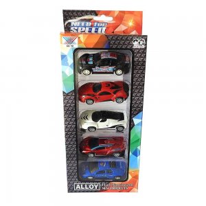 AUTOS EN CAJA X 5 UNIDADES. A FRICCIÓN. 13 CM X 28 CM X 5 CM. VARIOS MODELOS Y COLORES