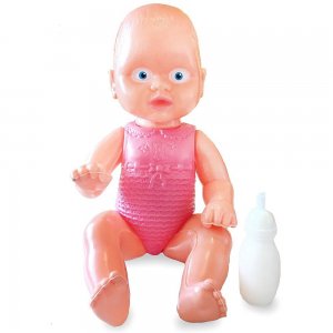 Bebé de plástico chico c/mamadera 30 cm En Bolsa