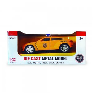 AUTO POLICIA EN CAJA A FRICCION DE METAL.  16.5 CM X 7 CM X 7 CM.  144 GRSS . 1 SOLO MODELO , 3 COLORES.